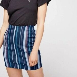 Free People Striped Denim Skirt Size 10